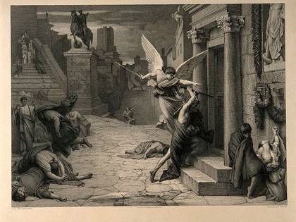 Cuadro del ángel de la muerte golpeando una puerta durante la plaga de Roma en tiempos de la peste antonina (Foto: Wikipedia)