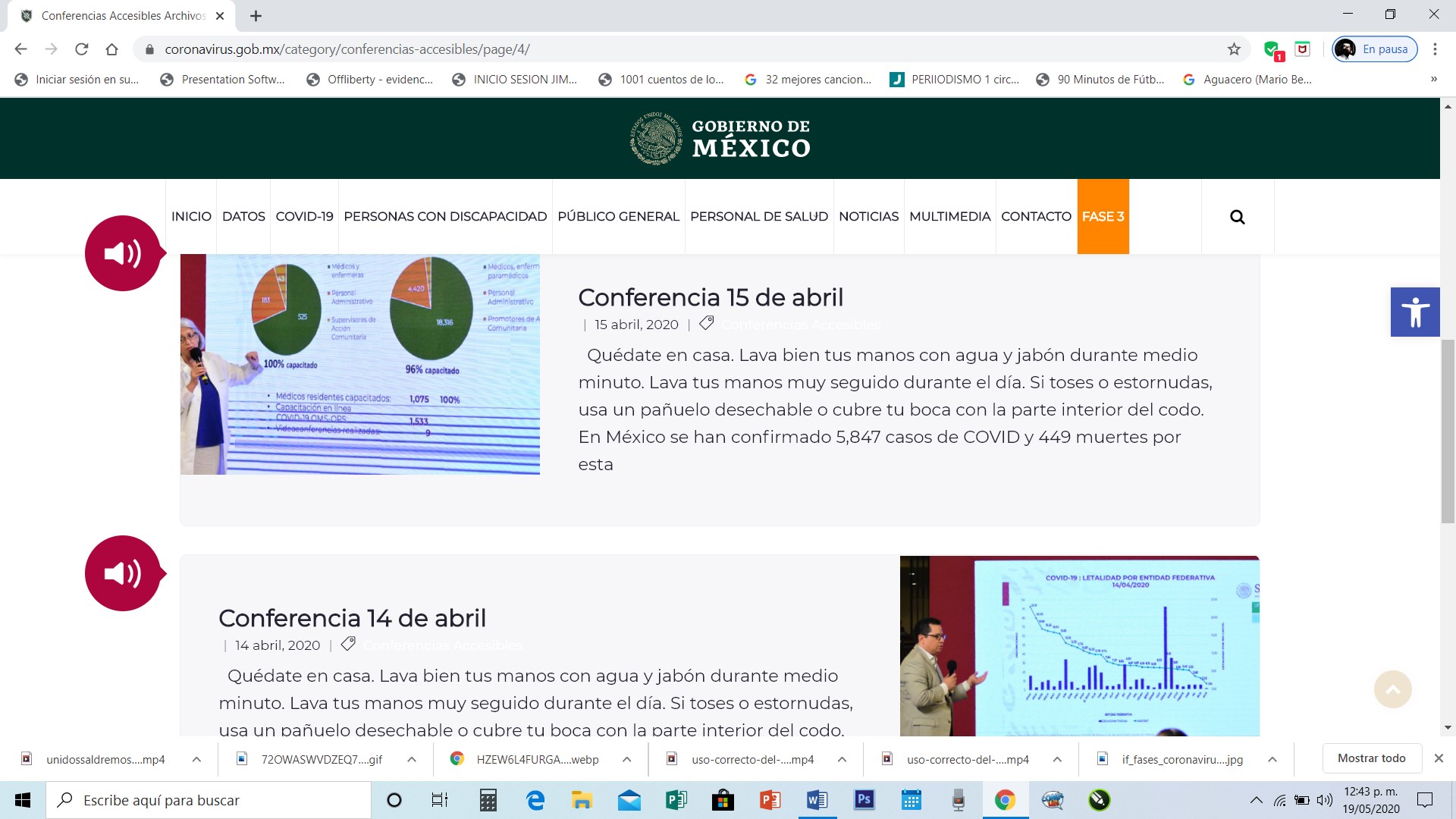 CONFERENCIAS DISPONIBLES CON VERSIÓN ESTENOGRÁFICA Y VIDEO